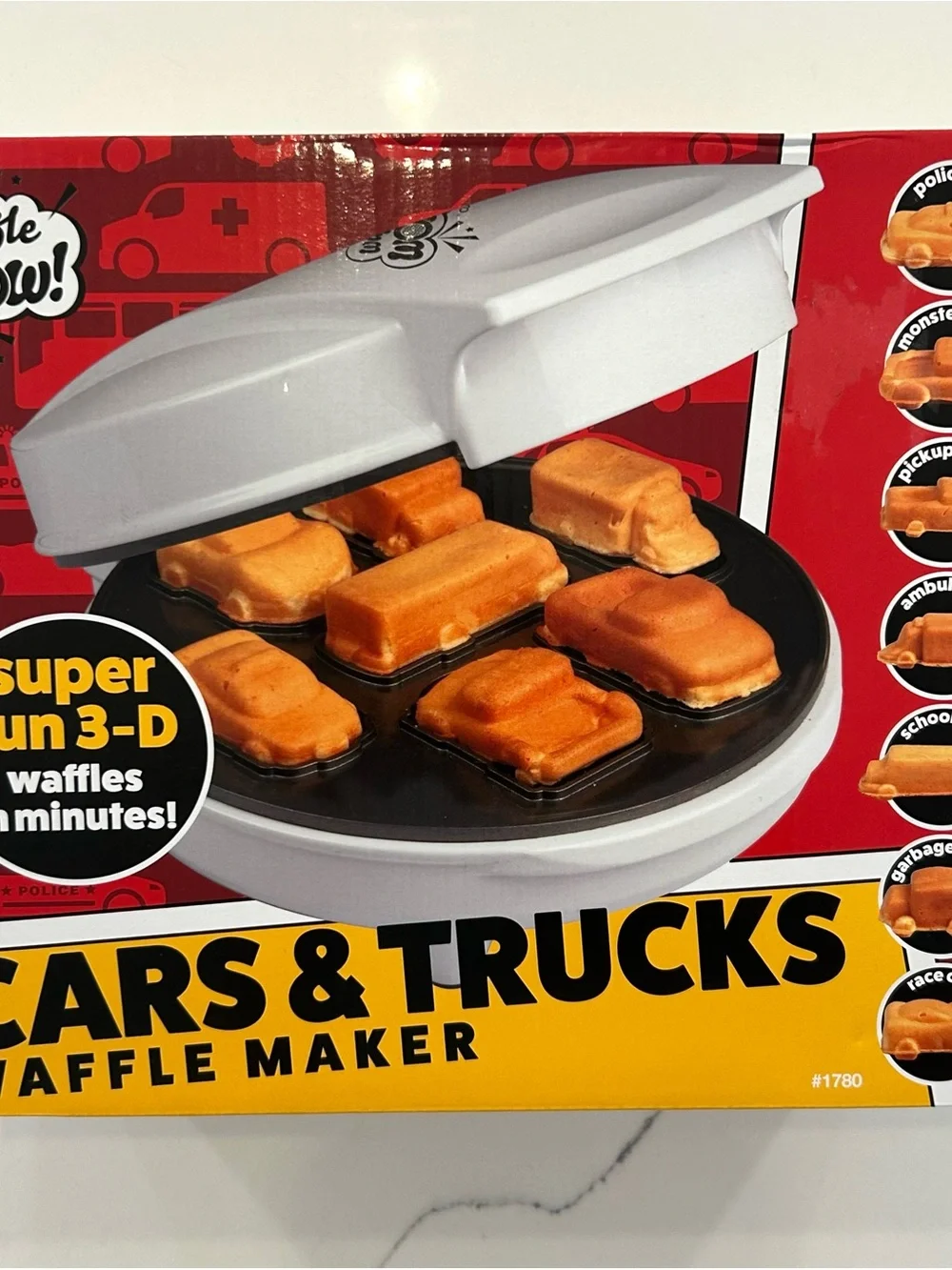 Waffle Wow! 3D Cars and  Trucks, Electric Waffle Maker New In Box